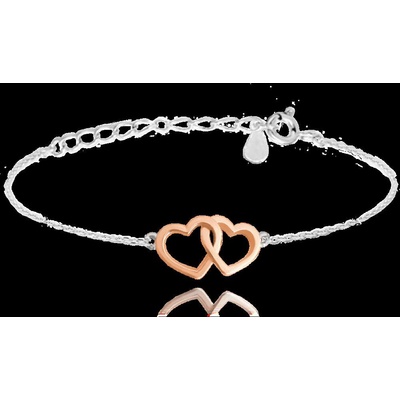 Minet stříbrný LOVE s Rose gold srdíčky JMAS0106RB16