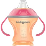 BabyOno Неразливаща чаша с мек накрайник Babyono - Natural, 180 ml, розова (5901435406069-розов)