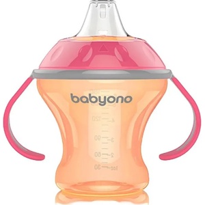BabyOno Неразливаща чаша с мек накрайник Babyono - Natural, 180 ml, розова (5901435406069-розов)
