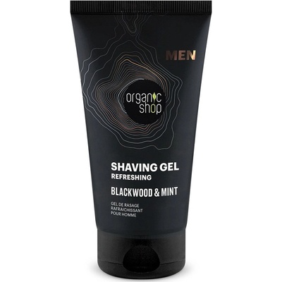 Organic Shop osvěžující gel na holení Blackwood a máta 150 ml