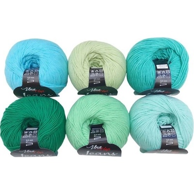 Příze Jeans (Vlna-Hep) sada 2305 (6ks) tyrkysová
