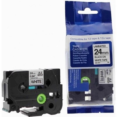 Compatible Съвместима лента с Brother TZ-251 / TZe-251, 24mm x 8m, черен печат / бял фон (TZe251)
