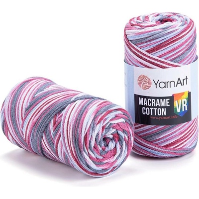 Yarn Art Macrame Cotton VR 917 bílá, modrá, červená, šedá