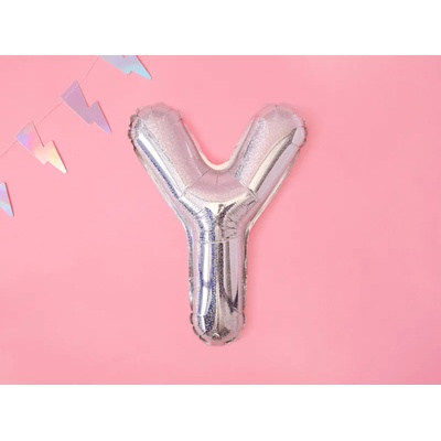 PartyDeco Fóliový balónek Mini Písmeno Y 35 cm holografický