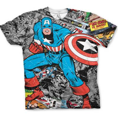 HYBRIS мъжка тениска Captain America - Comic Allover - HYBRIS - DSN-1-CPTA006-SUB