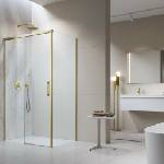 Radaway Правоъгълна душ кабина с плъзгаща се врата Radaway Idea KDJ 130x80 см, матирано златисто-прозрачно покритие, лява (387043-99-01L+387051-99-01R)