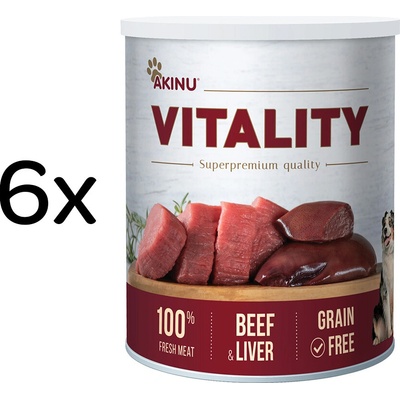 Akinu Vitality Hovězí & játra mleté 6 x 800 g
