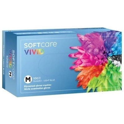 Еднократни нитрилн нестерилни ръкавици, Soft Care Vivid Nitrile Examination Gloves REF110.271L - Light Blue Size Large
