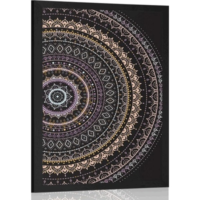 Plakát Mandala se vzorem slunce ve fialových odstínech - 20x30 white