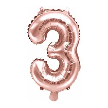 Image 1 of PartyDeco Балон от фолио Mini - число 3 розово златен 35 см