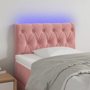 vidaXL LED Горна табла за легло, розова, 80x7x78/88 см, кадифе (3121983)