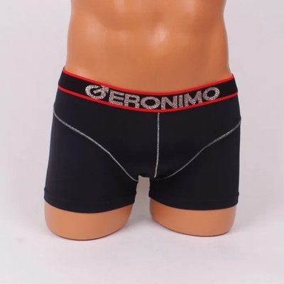 Мъжки боксер в черен цвят с червени кантове и надпис