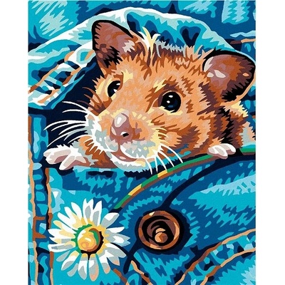 Zuty Malování podle čísel Křeček s kopretinkou 80 x 100 cm bez rámu a bez vypnutí plátna