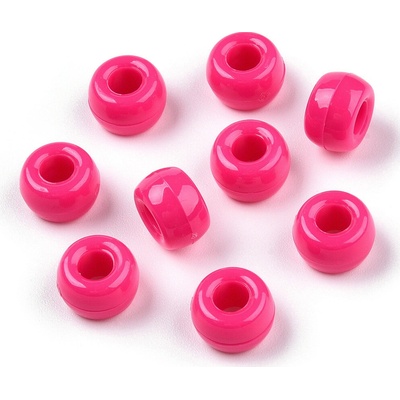 Akrylové korálky - pony beads - tmavě růžové - 6 x 9 mm - 10 ks – Zboží Mobilmania