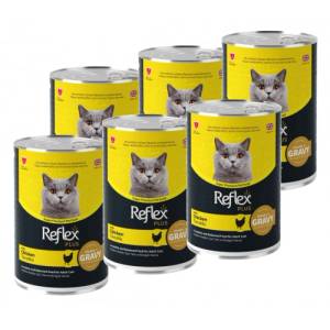 Lider Pet Food Reflex Plus Консерва с пилешко за израснали котки - хапки в сос 400гр, 6 бр комплект - Турция
