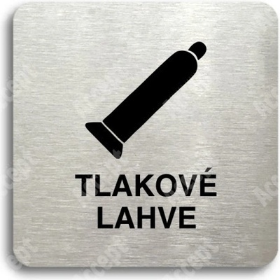 ACCEPT Piktogram tlakové lahve - stříbrná tabulka - černý tisk bez rámečku
