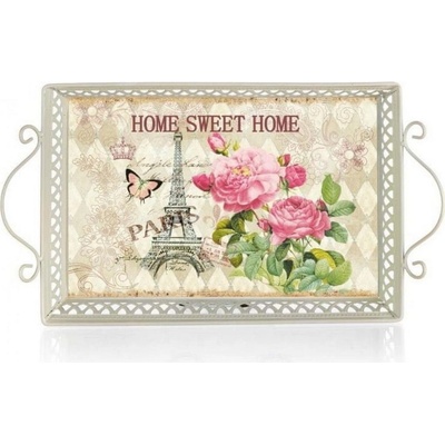Home Decor Podnos plechový Home Sweet 41x23x4,5/9 cm