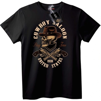 NOONEBRAND Тениска Каубойски салон череп - 2XL, Black