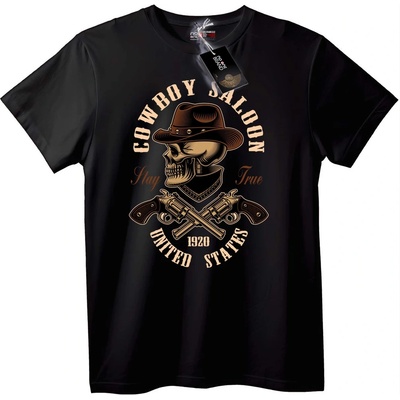NOONEBRAND Тениска Каубойски салон череп - 2XL, Black