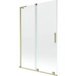 Mexen Velar L 2-крилен плъзгащ се преграда за вана 120 x 150 см, прозрачен, златисто матиран - 896-120-003-01-55 (896-120-003-01-55)