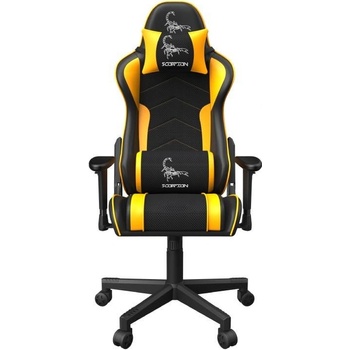 GEMBIRD Gaming chair / herní křeslo SCORPION 05, černá sítovina,žltá kůže, GC-SCORPION-05