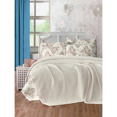 Mila Home Krémovobiely Bavlna pléd Waffle 220x240