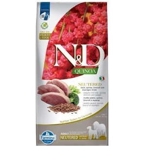 N&D N&D Quinoa Neutered Adult Medium and Maxi with Duck, Broccoli and Aspragus Medium and Maxi за кастрирани кучета с патица , броколи и аспержи 12kg
