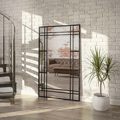 Alfaram Loftové zrkadlo s priečkami – LINDON – farba rámu na výber 60x120