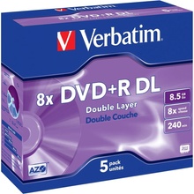 Verbatim DVD+R DL, 8,5GB 8x, AZO, jewel, 5ks (43541)