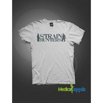 Tričko so značkou Strain Hunters šedé