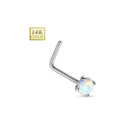 Šperky4U zlatý piercing do nosu Opál ZL01026-WG
