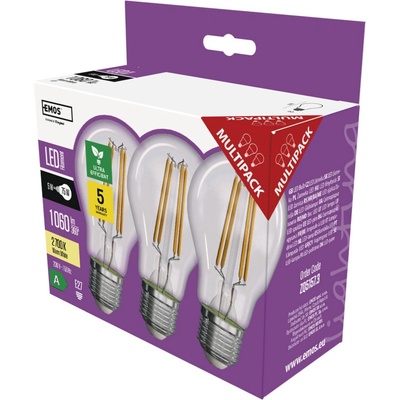 EMOS LED žárovka A60/E27/5W/75W/1060lm/teplá bílá 3KS