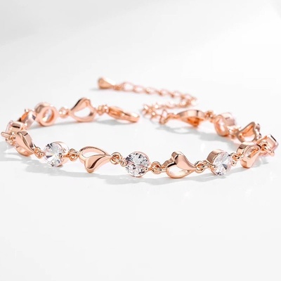 Éternelle náramek se zirkony a srdíčky Thalia Gold NR-BP1019-1 zlatá