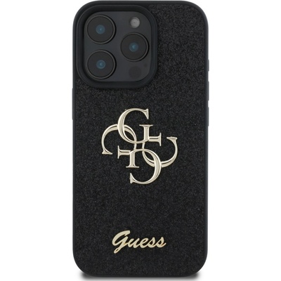 GUESS Гръб Guess PU Fixed Glitter 4G Metal Logo Case за iPhone 16 Pro Max - Черен