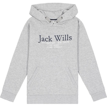 Jack Wills Суичър Jack Wills Kids Batsford Script Logo Hoodie - Grey Heather