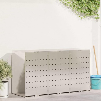 vidaXL Контейнер за съхранение на 3 коша Сребрист (3394789)