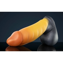Weredog Vertex Signature Medium, prémiové oranžovo-žlto-šedé silikónové dildo 18,1 x 4,6–5,5 cm