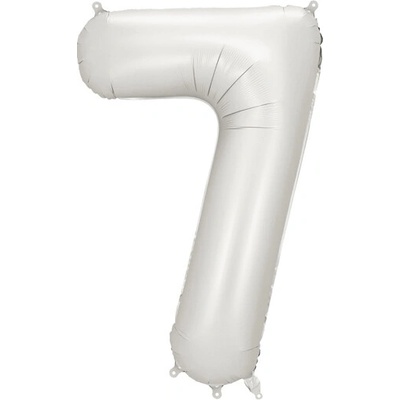 PartyDeco Balón Číslo 7 strieborný saténový 86 cm