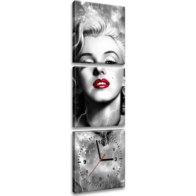 Gario Obraz s hodinami Elektrizující Marilyn Monroe - 3 dílný Rozměry: 30 x 90 cm