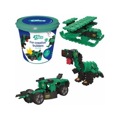 Clics Toys Dino Bucket Blocks 4 large wheels CB-189