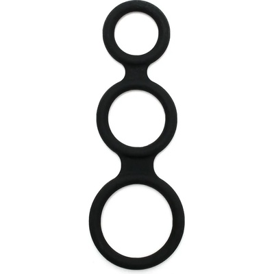 Rimba Latex Play Triple Cock Ring Black