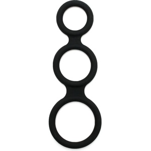 Rimba Latex Play Triple Cock Ring Black