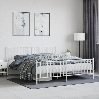 Petrashop 374509 Kovový rám postele s hlavovým a nožním čelem bílý