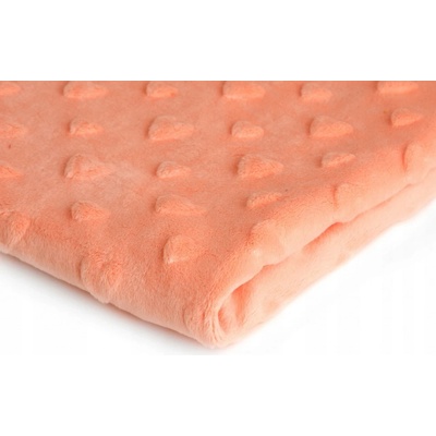 Látka minky srdička, 320 g/m², šíře 160 cm, metráž, lososová