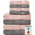 Komfortec set of 8 towels, 4 bath towels 70x140 cm & 4 hand towels 50x100 cm, 100% cotton terry cloth, fluffy and absorbent, anthracite gray/petal pink - 4er-50x100-und-4er-70x140-anthrazit-rosa (4er-50x100-und