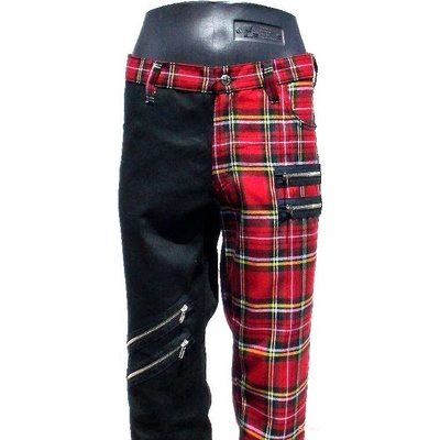 Punk kraťasy ČERNÁ ČERVENÉ KÁRO ZIP pánské