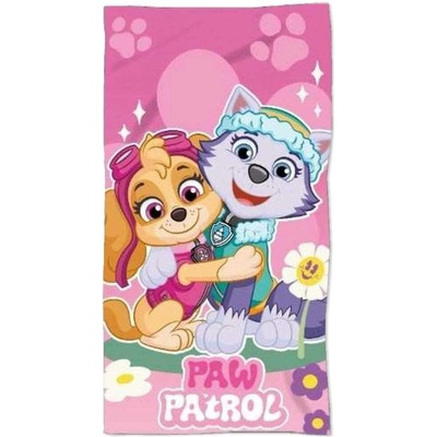 MLC Dívčí plážová osuška Tlapková patrola Paw Patrol motiv Skye a Everest 70 x 140 cm