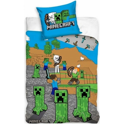 Carbotex bavlna obliečky Minecraft motív Time to Mine 100% bavlna 70x90 140x200