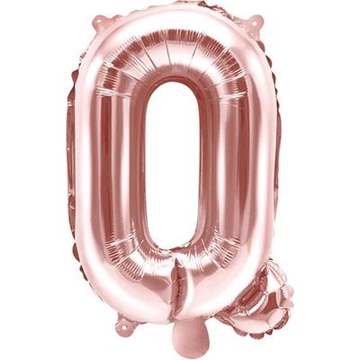 PartyDeco Fóliový balón Mini Písmeno Q 35 cm ružovo zlatý