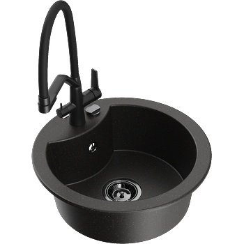 Mexen Diego гранитна мивка с 1 отделение с кухненски смесител Duo, (6512-75-671701-70-B)